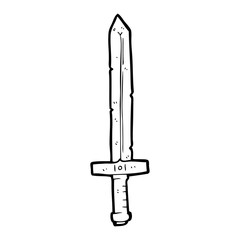 black and white cartoon sword