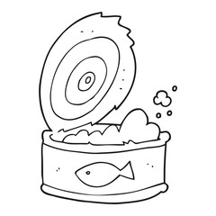 black and white cartoon can of tuna