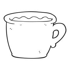 black and white cartoon old coffee cup