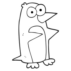 black and white cartoon penguin