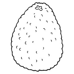black and white cartoon avocado