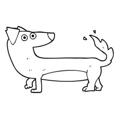 black and white cartoon dog