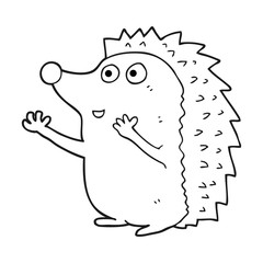 black and white cartoon cute hedgehog