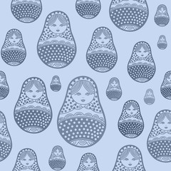 Russian retro matryoshka doll illustration. Abstract seamless pa