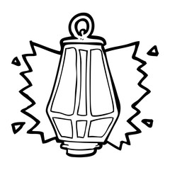 black and white cartoon lantern shining