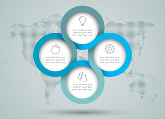 Infographic Circle Diagram With Dots World Map Back Drop