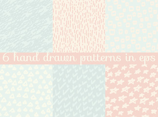 Vector seamless wallpaper pattern background set.