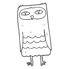 black and white cartoon owl