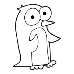 black and white cartoon penguin