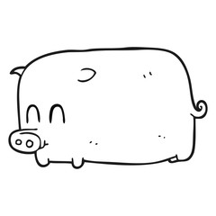 black and white cartoon pig