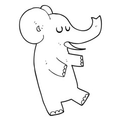 black and white cartoon dancing elephant