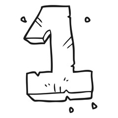 black and white cartoon stone number one