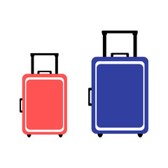 Stylized icon of colored suitcases on a white background