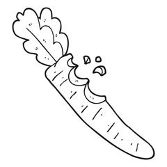 black and white cartoon bitten carrot