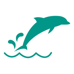 Stylized icon of a colored Dolphin on a white background