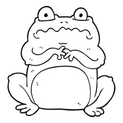 black and white cartoon funny frog