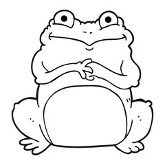 black and white cartoon funny frog