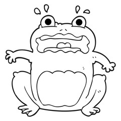 black and white cartoon funny frightened frog