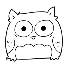 black and white cartoon owl