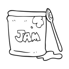 black and white cartoon jam jar