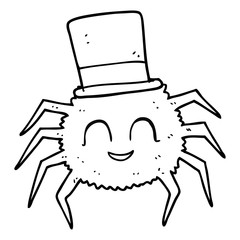 black and white cartoon spider wearing top hat