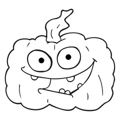 black and white cartoon pumpkin