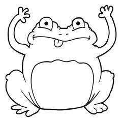 black and white cartoon funny frog