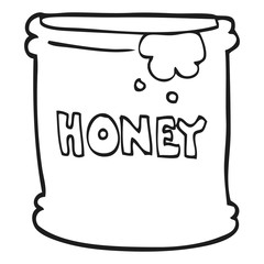 black and white cartoon honey pot
