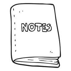 black and white cartoon note book