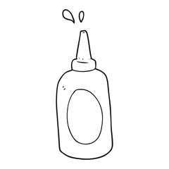 black and white cartoon ketchup bottle