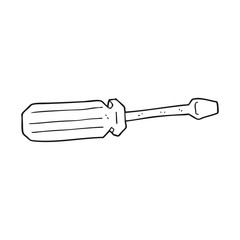 black and white cartoon screwdriver