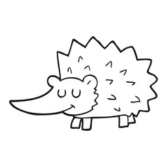 black and white cartoon hedgehog