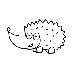 black and white cartoon hedgehog