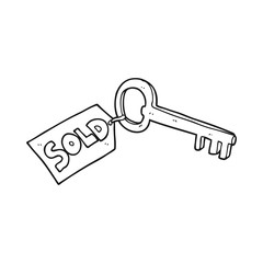 black and white cartoon new house key