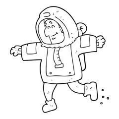 black and white cartoon astronaut