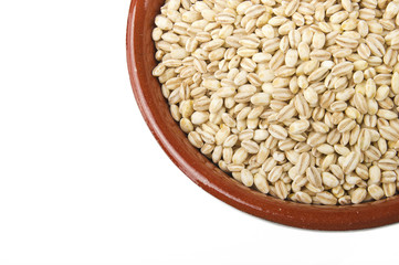 Group of Pearl barley close up on the white
