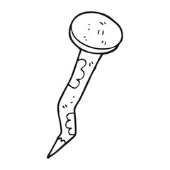 black and white cartoon old bent nail