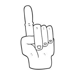 black and white cartoon pointing hand