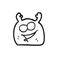 black and white cartoon little alien