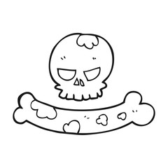 black and white cartoon skull and bone symbol
