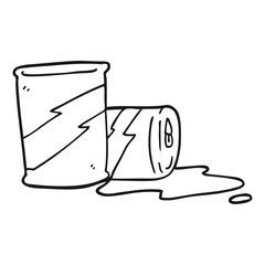 black and white cartoon soda cans