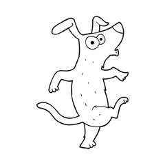 black and white cartoon dancing dog