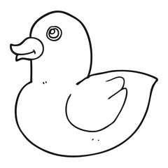 black and white cartoon rubber duck