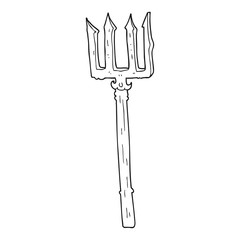 black and white cartoon devil fork