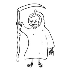 black and white cartoon spooky death figure
