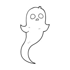 black and white cartoon halloween ghost