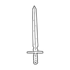 black and white cartoon sword