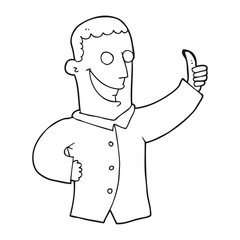 black and white cartoon man giving approval