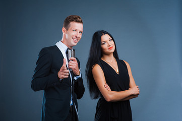 very funny emotional love in a suit. Studio shot