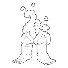 black and white cartoon of spontaneous human combustion